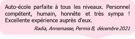 Avis d'un candidat au permis dans l' Auto Ecole CFCR VINDRET...